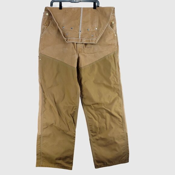Vintage Carhartt R46 Duck Canvas  Overalls Brown 42x32 Made in USA Workwear - Picture 2 of 8